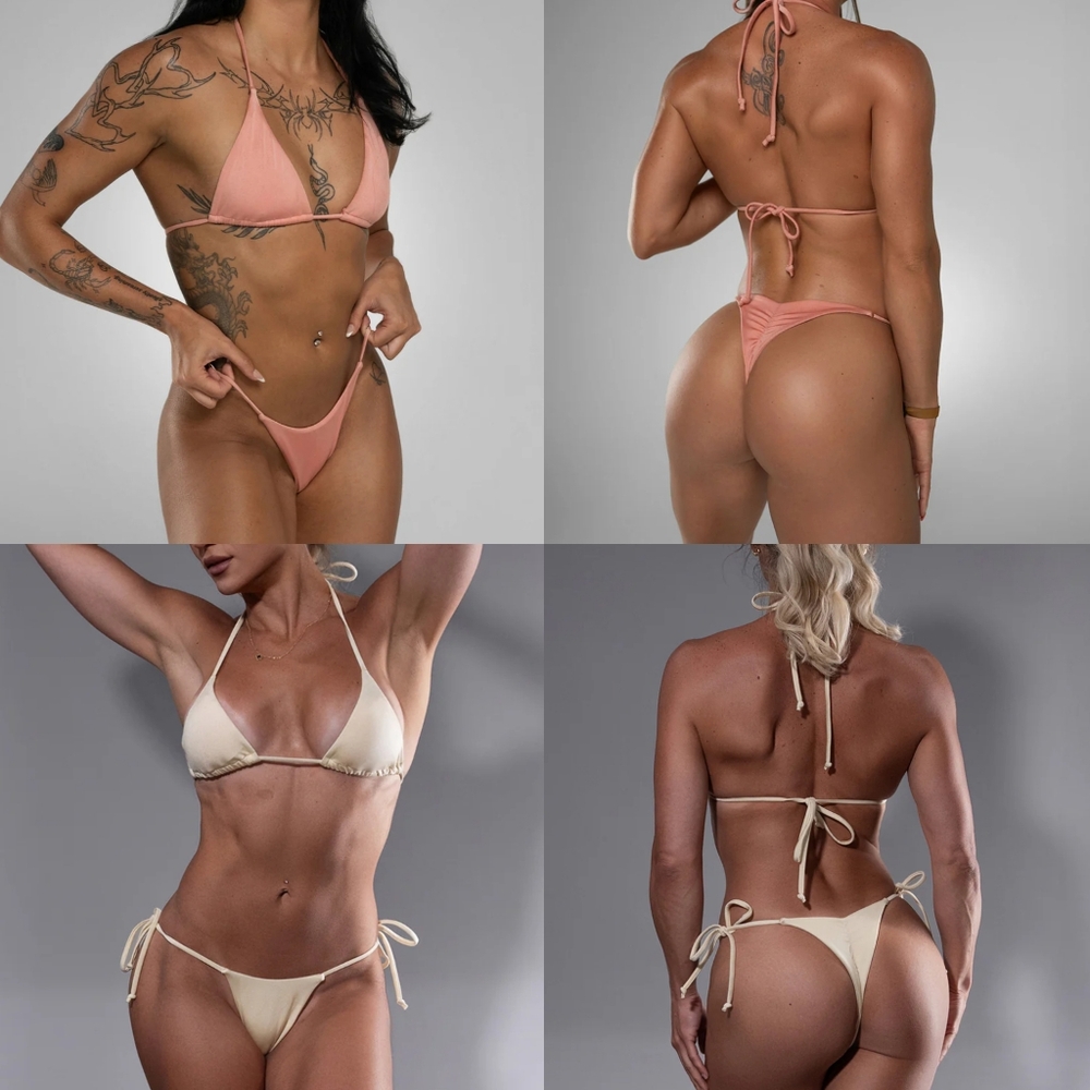 NWT 4-pack Violate The Dress Code Micro Minimalist Bikinis Cream Pink Size M